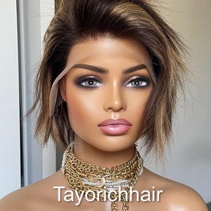 Short Bob Human Hair Wig: 13x6 HD Lace Front, Brown & Blonde