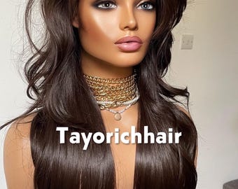 Dark Brown Wavy Wig, 13x6 Lace Frontal, Heat Safe Synthetic Fibres