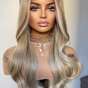 Mixed Blonde Lace Frontal Wig With Dark Roots/ Heat Friendly Synthetic Wig For Women/Natural Looking Wig By Tayorichhair