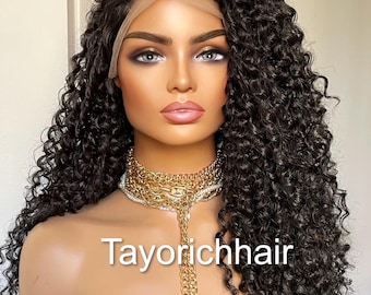 Black Deep Curly Synthetic Lace Front Wig: 24 Inch Heat Safe Wig