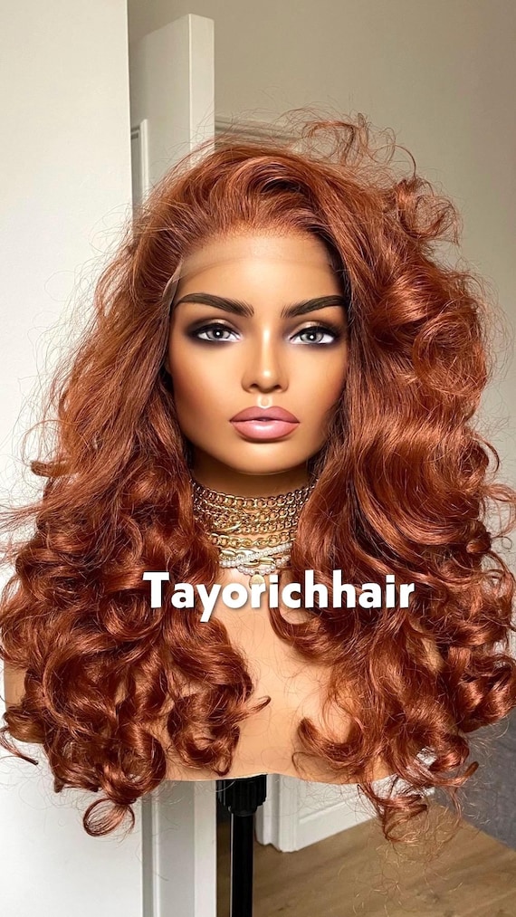 Copper Red Curly Big Hair Wig; Lace Frontal Synthetic Wig  display picture 3