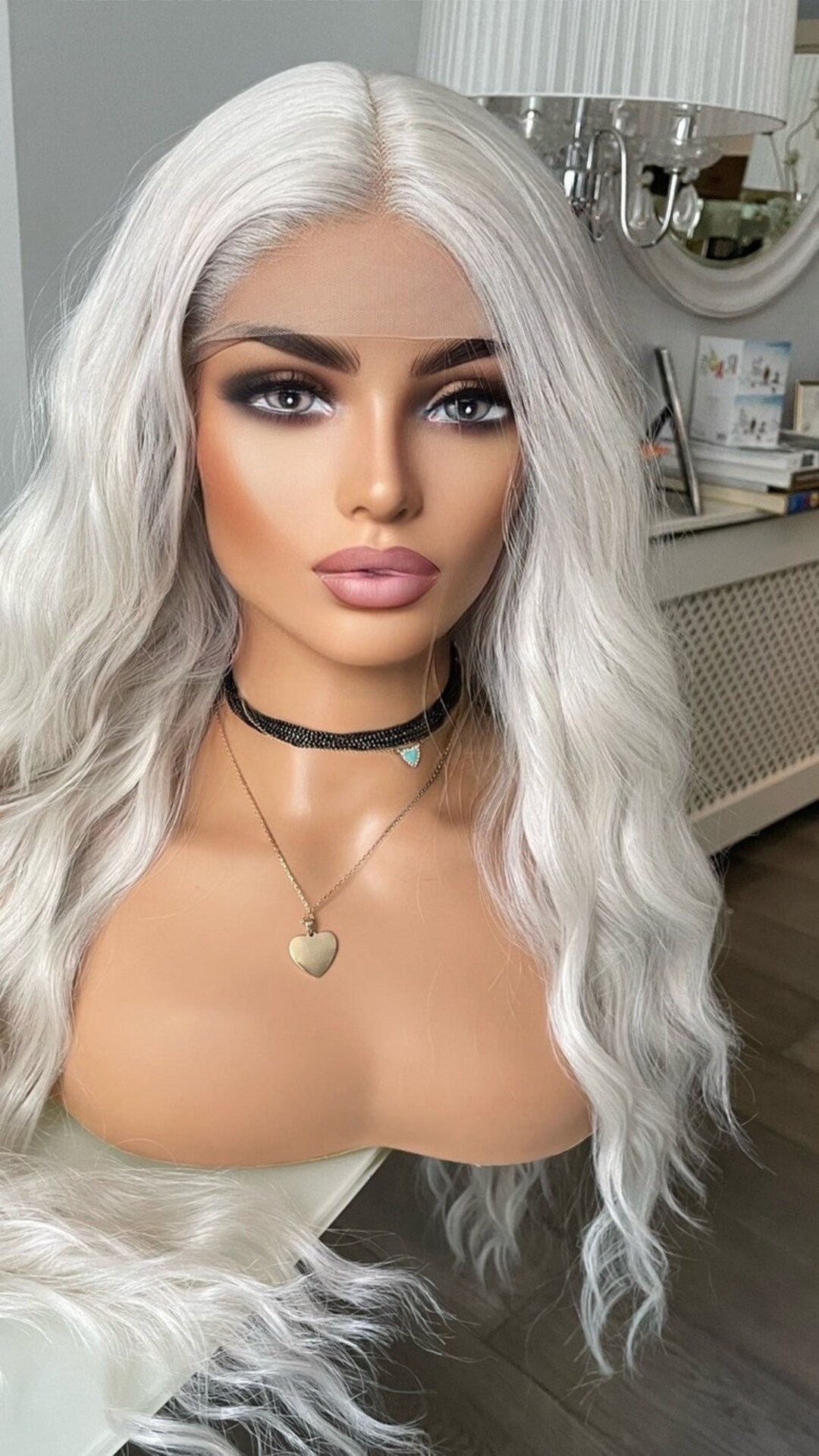 Icy Blonde Lace Front Wig/ White Lace Wig/ Ocean Waves Long Etsy UK