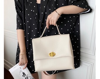 Echt lederen handtas voor dames/schoudertas/crossbody luxe minimalistische handtassen/beige lederen tassen voor dames dagelijks gebruik/elegante tassen