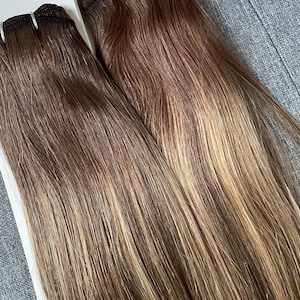 18 Inch Blonde Brown Balayage Human Hair Extensions - 2 Bundles