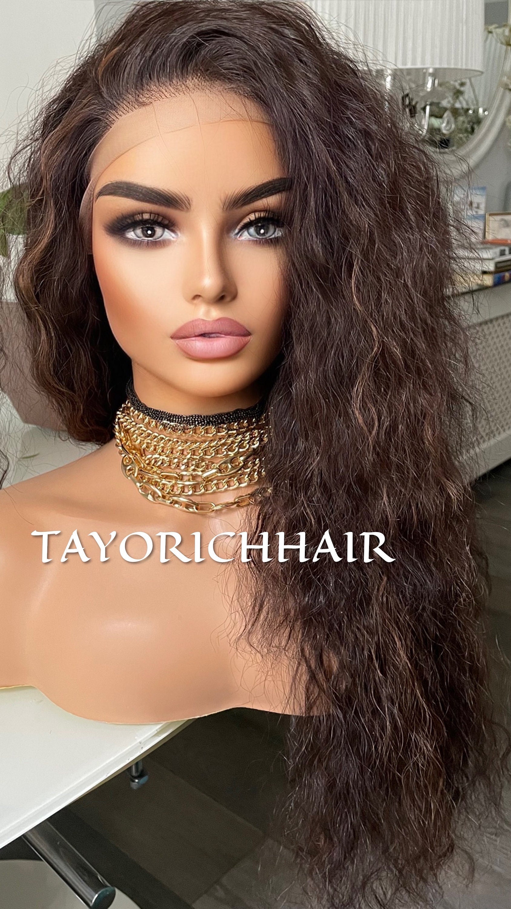 Lace Front Wigs Long Human Hair Pre Plucked Brown Mixed Blonde