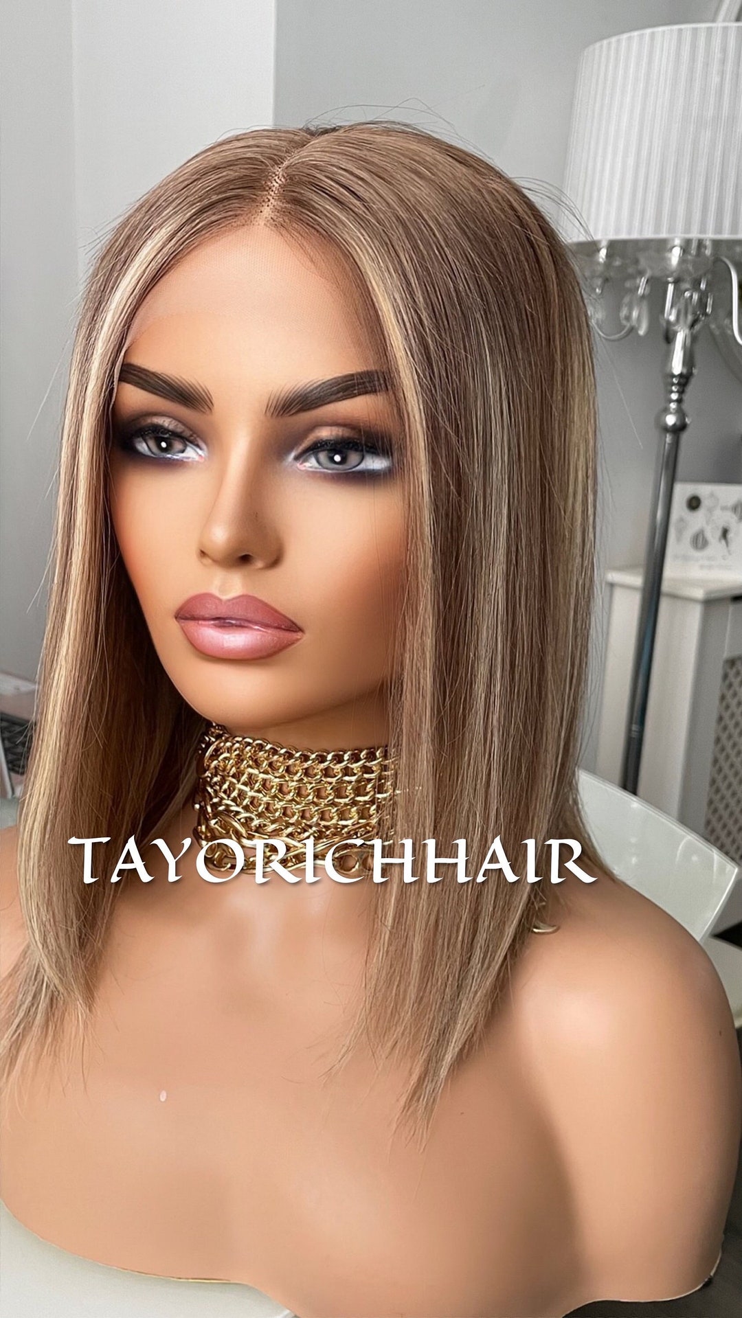 Mixed Blonde Short Human Hair Wig/ Medium Ash Blonde With Etsy