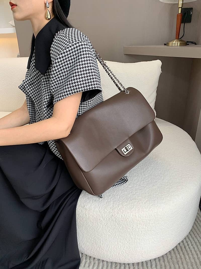 Large Dark Brown Genuine Leather Crossbody Bag/ Limited 