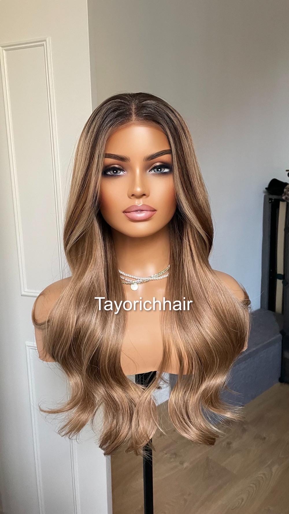 Brown Highlights Swisslace Lacefront Wig Natural Look 150% Density Highlight Reddish Brown Balayage  main image 2