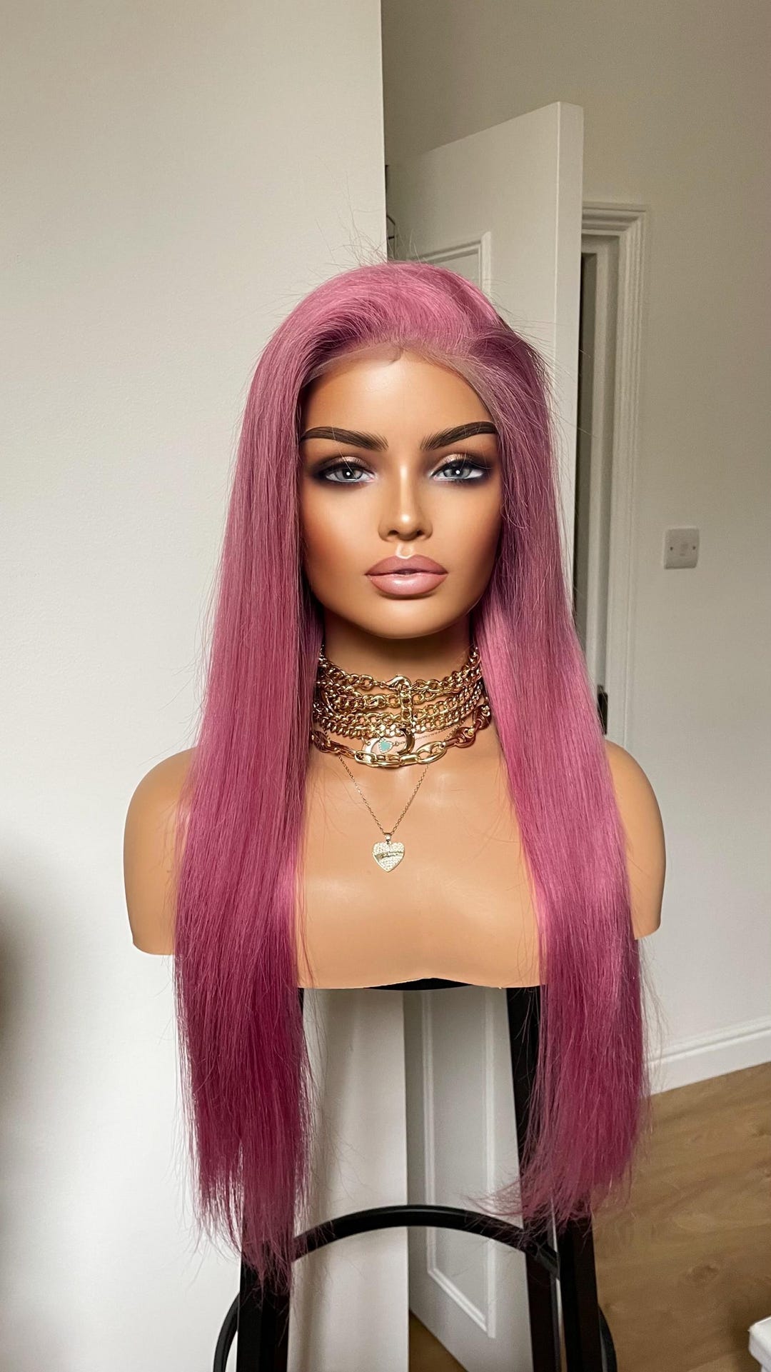 Pink Human Hair Wig/ Pink Lace Front Wig 22 Inches 13x4 Swiss Lace