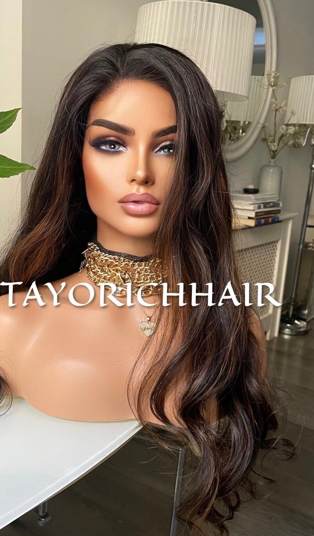 Black and Brown Mix Human Hair Wig/ 5x5 HD Lace Closure Glueless Wig