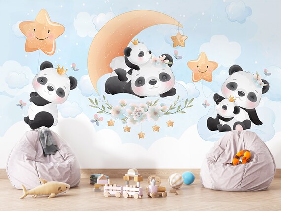 Cute Wallpaper With Baby Pandas Sleeping and Playing Under the - Etsy Cute Wallpaper With Baby Pandas Sleeping and Playing Under the - Etsy