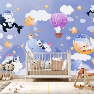 Cuccioli di animali nel paese dei sogni Carta da parati per bambini