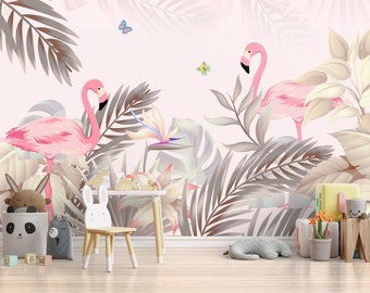 Flamingo Wallpaper: Tropical Exotic Wall Decor for Girly Room