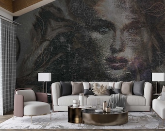 Abstract Woman Face Wallpaper Modern Art Wall Decor Luxury Wall Mural