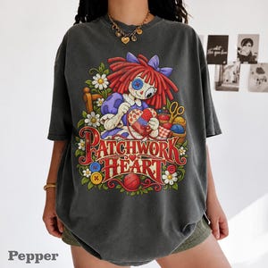 Patchwork Heart Shirt Comfort Colors Ragatha Digital Circus T Shirt Retro Vintage Cottagecore Graphic Tee Cute Doll Merch Gift