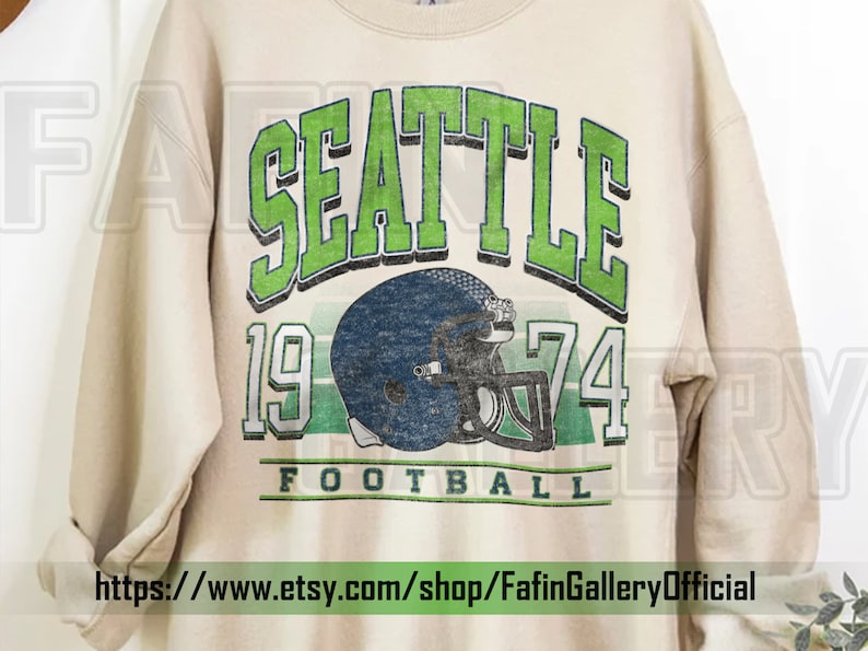 Seattle Football Sweatshirt Vintage Style Seattle Football Crewneck Football Sweatshirt Seattle Sweatshirt FG59 image 1