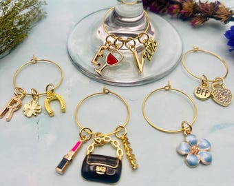 Custom Wine Stem Charms: Bridal Shower, Bachelorette Party Favors