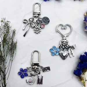 Silver bag charm, custom purse charm keychain, gift for handbag lover, key holder, bag accessories