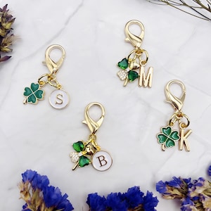 Small Clover Purse Charm: Gold Handbag Accessory, Initial Clip-On