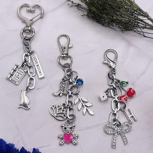 Custom bag charm, silver purse keychain, personalized handbag charm keychain, initial, bag lover gift