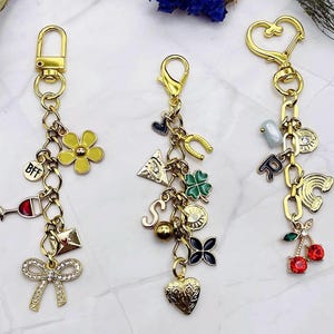 Custom gold bag charm, purse charm keychain, handbag accessories, bag chain, charm keyring, personalized bag decor