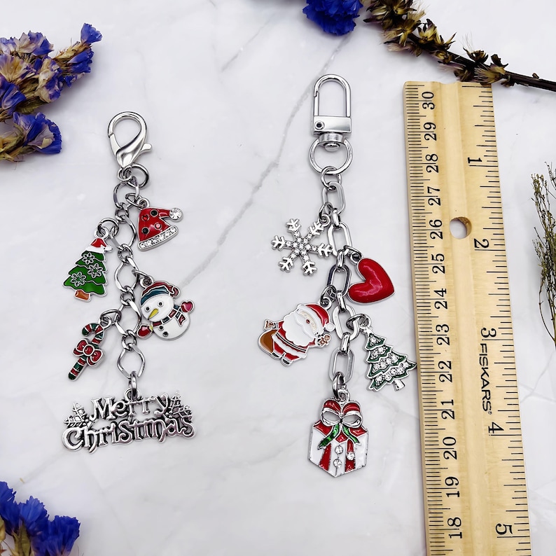 Custom Silver Christmas Bag Charm: Personalized Holiday Keychain - Etsy