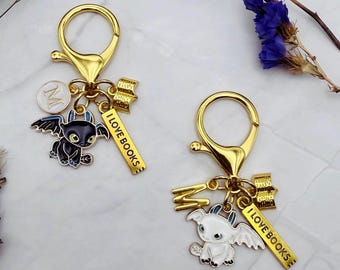 Dragon Charm Keychain, Book Lover Gift, Bookish bag charm