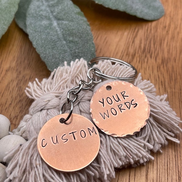 Custom copper tag / word number metal keychain / personalized keyring