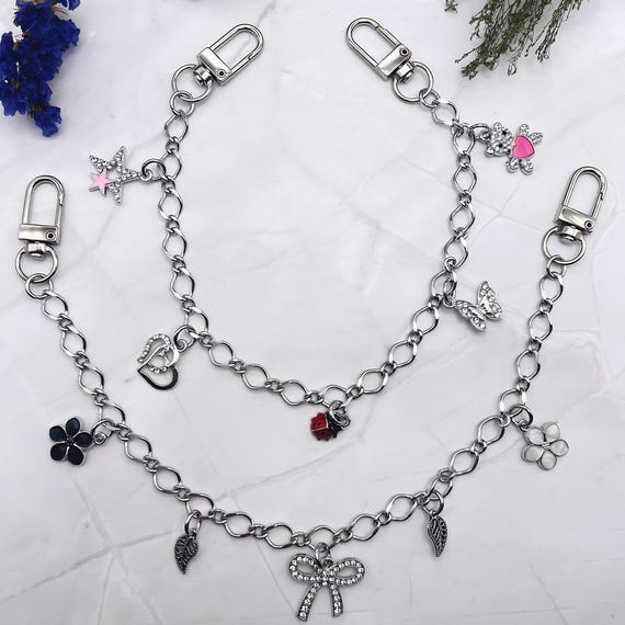 Personalized Bag Charm Chain, Silver Purse Charm, Trendy Handbag Accessory