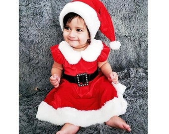 ❤️ Kids Newborn Baby Girls Christmas Xmas Party Santa Claus Costume Dress Outfit 