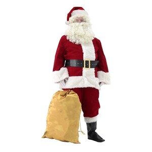 Men's Deluxe Santa Suit 11pc. Santa Claus costume for adults made of soft ultra velvet material