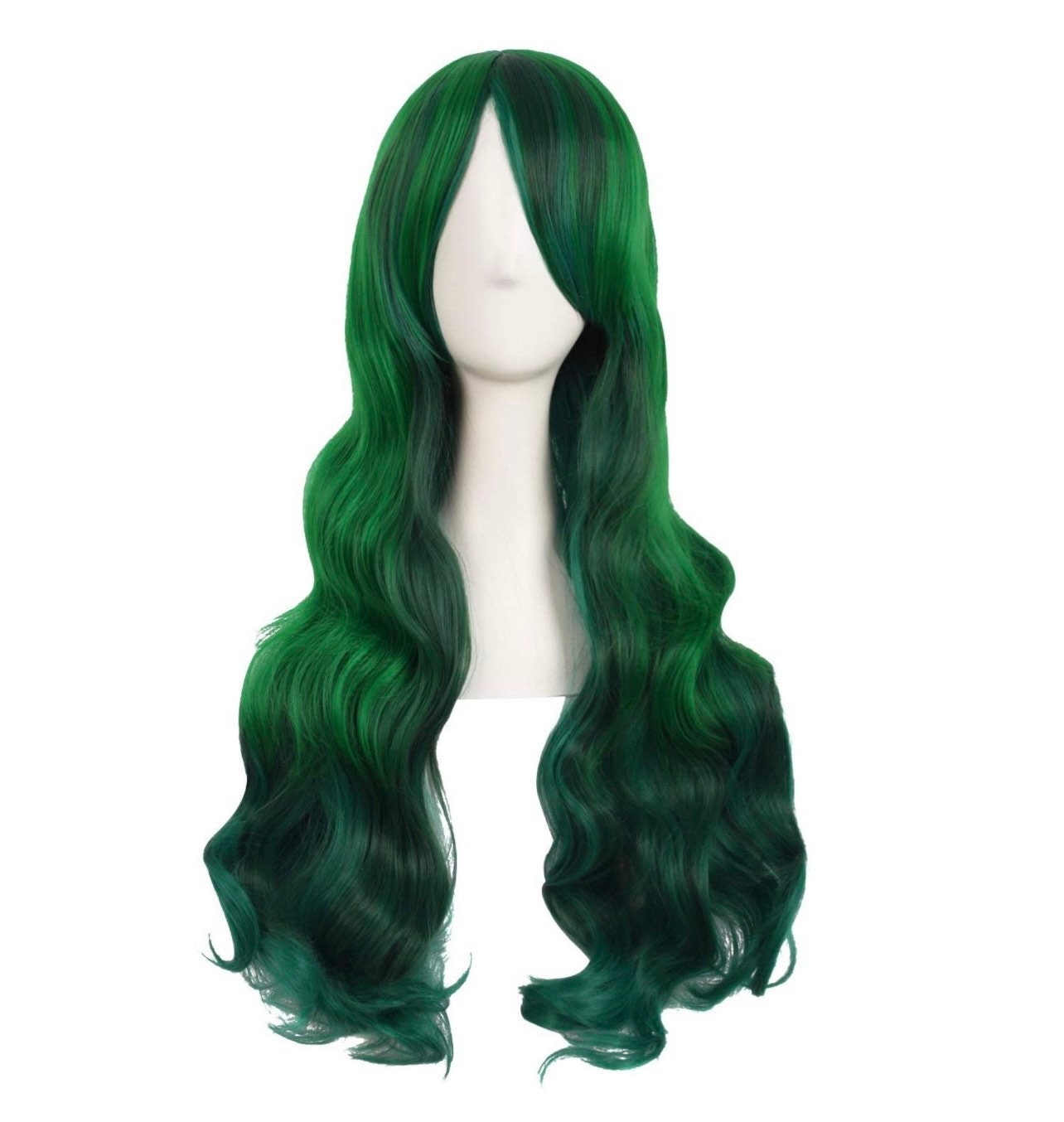 Dark Green Side Bangs Wig Long Loose Wavy Curly Hair Synthetic - Etsy Dark Green Side Bangs Wig Long Loose Wavy Curly Hair Synthetic - Etsy