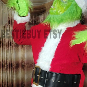 Green Big Monster Costume for Men 7 PCS Deluxe Furry Adult Santa Suit Xmas Holiday Outfit Set - Etsy