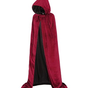 Hooded Cape Reversible Burgundy Velvet and Black Satin Cloak | Etsy