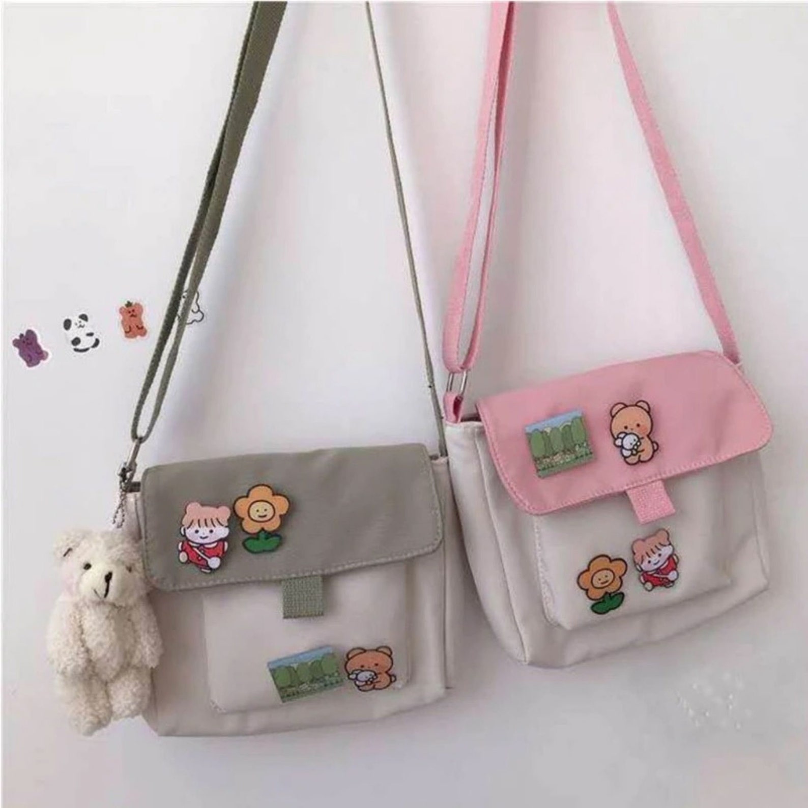 Kawaii Crossbody Bag Womens Cute Casual Mini Canvas Messenger Etsy