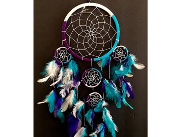 Queen Area Dream Catcher Necklace Watercolor Rose Pendant Dangling Feather Tassel Bead Charm Chain Jewelry for Women