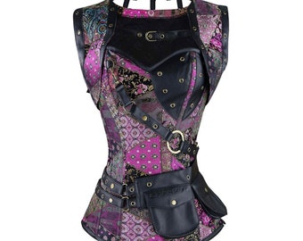 Women's Steampunk Spiral Steel Boned Vintage Retro Corset Tops Bustier