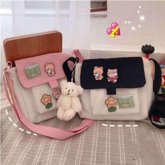 Kawaii Crossbody Bag Womens Cute Casual Mini Canvas Messenger Etsy