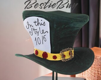 Mad Hatter Top Hat velvet Victorian Hat for Adults and kids
