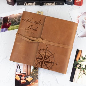 Personalized Leather Album Travel Scrapbook Album Adventure Book Wedding Photo Album Destination Wedding Gift for Couple Anniversary Gift