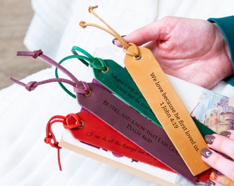 Christian Bookmark, Custom Bible Bookmark, Personalized Leather Bookmark, Bible Verse Bookmark, Christian Gift for Men Women, Religious Gift
