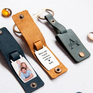 Drive safe store leather keychain