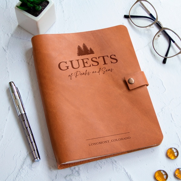 Vacation Rental Guest Book • Cabin GuestBook • Hotel Sign In Book • Tree Mountain Forest House Cottage Bungalow • VRBO Airbnb Inn Guest Book