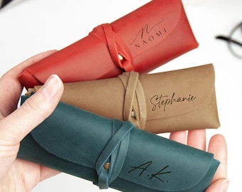 Personalized Leather Glasses Sleeve, Eyeglass Case, Soft Leather Sunglasses Sleeve, Custom Leather Glasses Case, Glasses Case, Gift for Mom