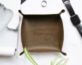 Fathers Day gift - personalized leather valet tray, custom ring tray, gift for dad , mens gift, gift for him, anniversary gift, husband gift