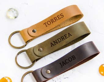 Personalised leather keychain key fob keyring gifts for dad gifts for him custom leather name key chain mens gift anniversary birthday