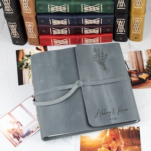 Leather Photo Album, Personalized Wedding Photo Album, Travel Album, Wedding Gift for Couple, Anniversary Gift, Custom Memory Photo Book