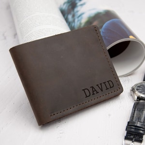 Billetera personalizada, billetera de cuero, billetera para hombre, billetera grabada personalizada, billetera para padrinos de boda, regalo para novios, regalo escrito a mano para papá