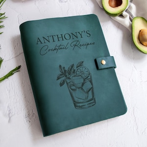 Cocktail Recipe Book Custom Bartender Gifts Drink Recipe Book Mixologist Gift Bar Recipe Book Journal Personalized Leather Cocktail Binder