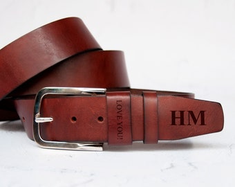 Vaderdagcadeau, heren lederen riem, gepersonaliseerde riem, aangepaste jeansriem, cadeau voor hem, gegraveerde leren riem, naamriem, cadeau voor papa